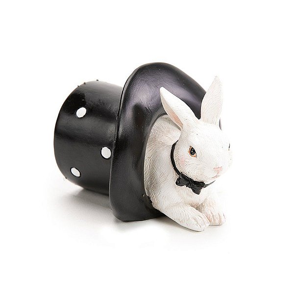 Resina de Páscoa Coelho na Cartola com Gravata Borboleta - Black Label - 1 unidade - Cromus