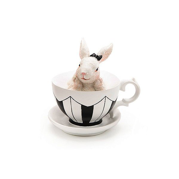 Resina de Páscoa Coelha de Fitinha em Xícara - Black Label - 1 unidade - Cromus -