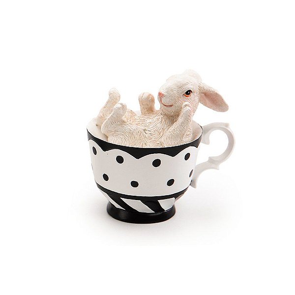 Resina de Páscoa Coelho Brincalhão em Xícara - Black Label - 1 unidade - Cromus -