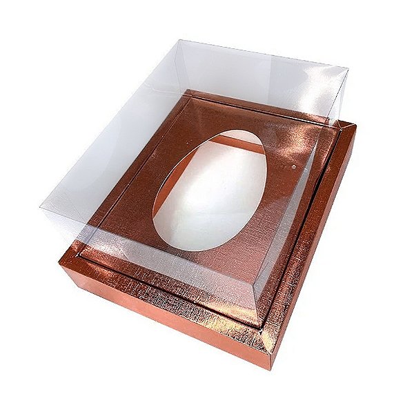 Caixa Ovo de Colher - Meio Ovo de 250g - 20cm x 15,5cm x 10cm - Rose Gold - 5 Unidades - Assk - Rizzo