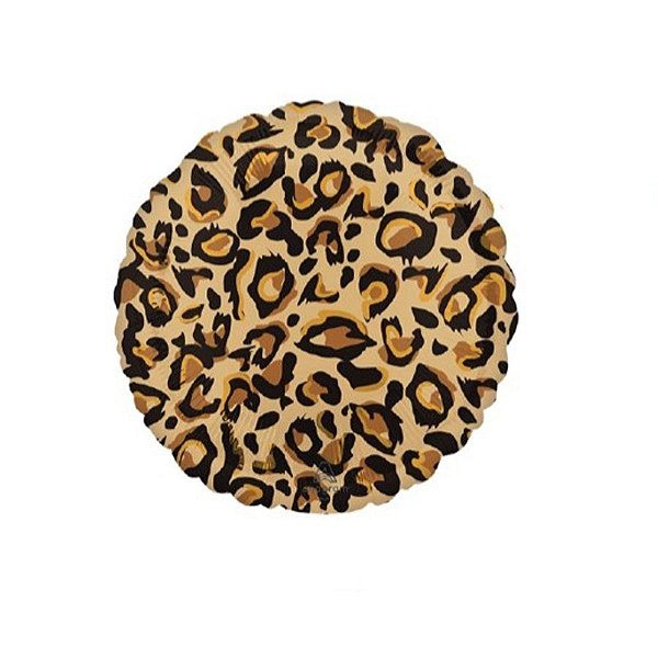 Balão Metalizado Redondo Animal Print Leopardo - 17'' (43cm) - 1 unidade - Cromus - Rizzo.
