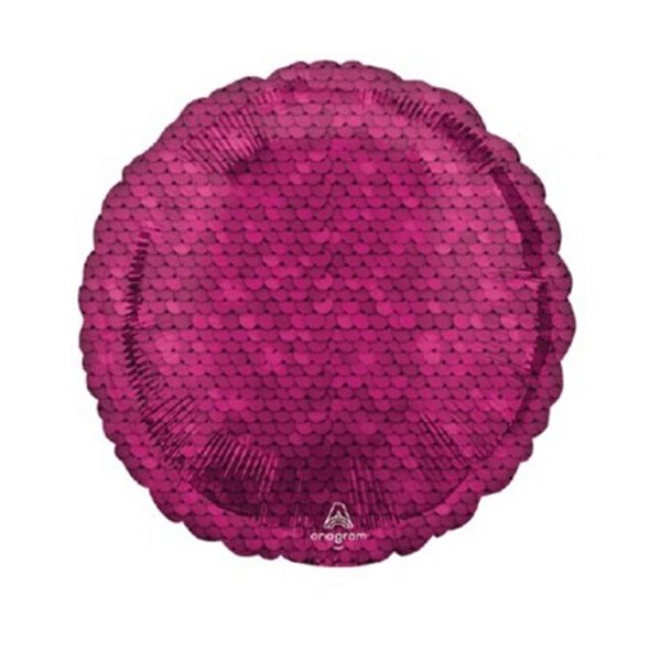 Balão Metalizado Redondo Paetê Pink - 17'' (43cm) - 1 unidade - Cromus - Rizzo