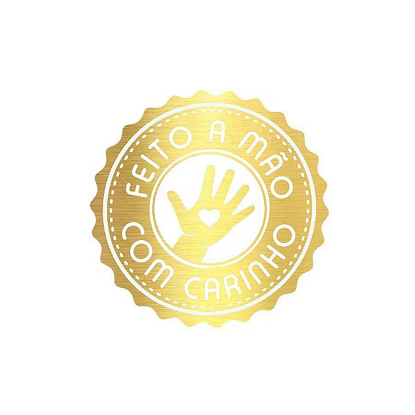 Adesivo "Feito à Mão" - Hot Stamping - Dourado - 1 unidade Pct. c/ 50 unds. - Stickr - Rizzo