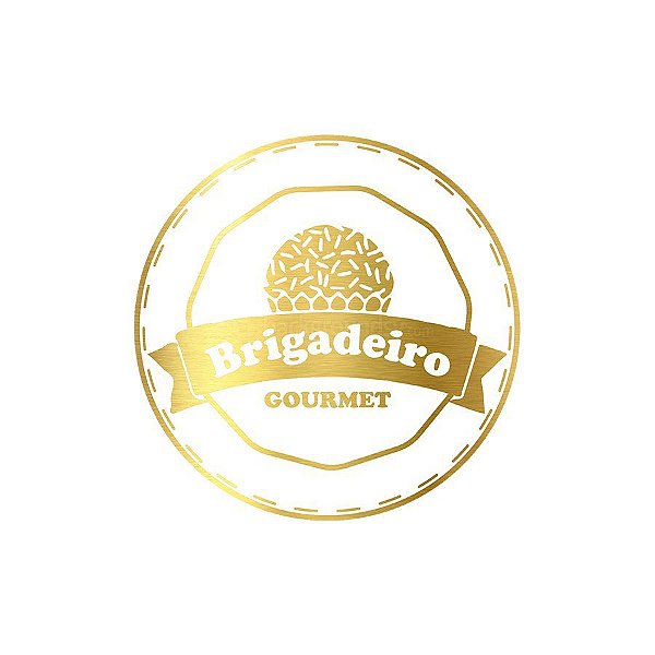 Adesivo "Brigadeiro Gourmet" - Hot Stamping - Dourado - 1 unidade Pct. c/ 50 unds. - Stickr - Rizzo
