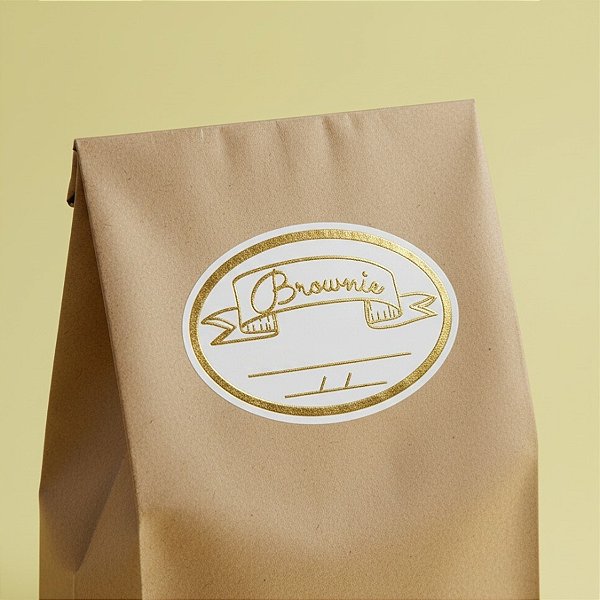 Adesivo "Faixa Brownie com Validade" - Ref.2016 - Hot Stamping - Dourado - 100 unidades - Stickr - Rizzo