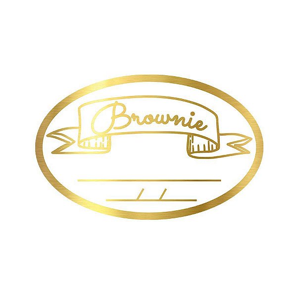 Adesivo "Faixa Brownie com Validade" - Hot Stamping - Dourado - 1 unidade Pct. c/ 100 unds. - Stickr - Rizzo