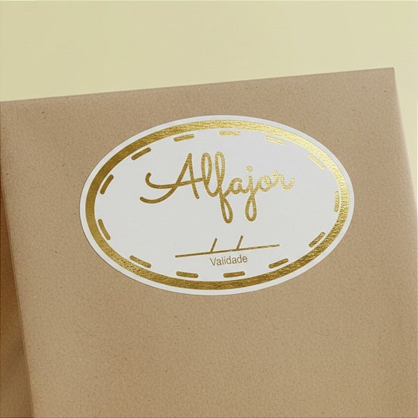 Adesivo "Alfajor com Validade" - Ref.2018 - Hot Stamping - Dourado - 100 unidades - Stickr - Rizzo