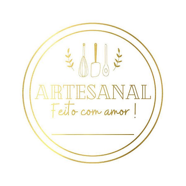 Adesivo "Artesanal Feito com Amor" - Hot Stamping - Dourado - 1 unidade Pct. c/ 50 unds. - Stickr - Rizzo