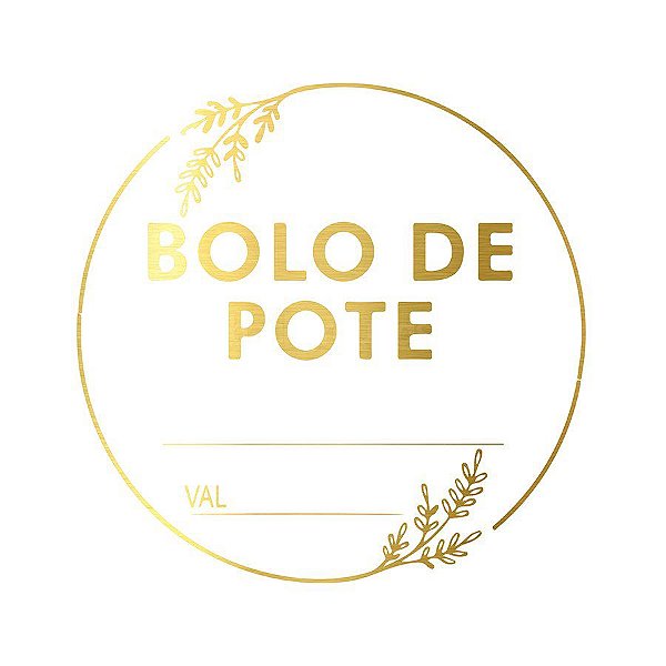 Adesivo "Bolo de Pote" - Hot Stamping - Dourado - 1 unidade Pct. c/ 50 unds. - Stickr - Rizzo