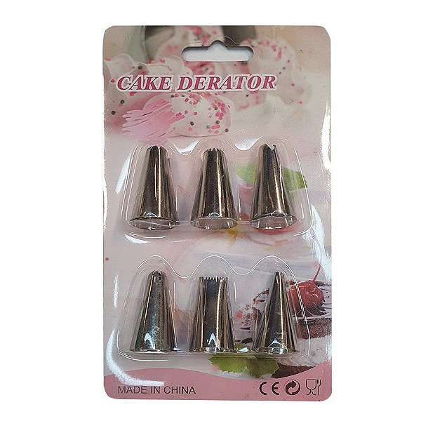 Bico de Confeitar para Decorar kit com 6 peças em Aço Inóx - 01 Unidade - Rizzo