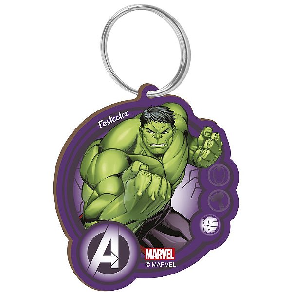 Chaveiro MDF Hulk Avengers - 1 Pacote 4 Peças - Festcolor - Rizzo
