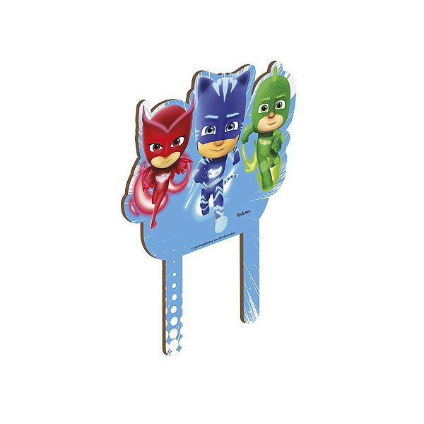 Topo para Bolos de Festa em MDF - PJ Masks - 1 unidade - Festcolor - Rizzo