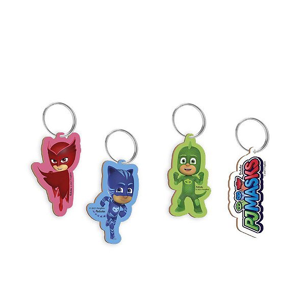 Chaveiros em MDF - PJ Masks - 1 unidade Pct. c/ 4 unds. - Festcolor - Rizzo