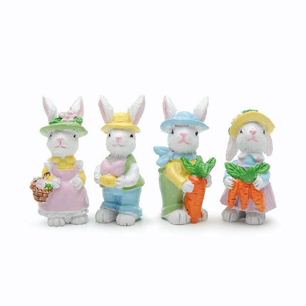 Coelhos Resina Campones - 4 Unidades - Cromus - .