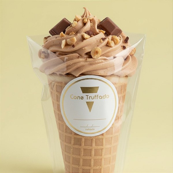 Adesivo "Cone Trufado com Validade" - Ref.2004 - Hot Stamping - Dourado - 50 unidades - Stickr - Rizzo