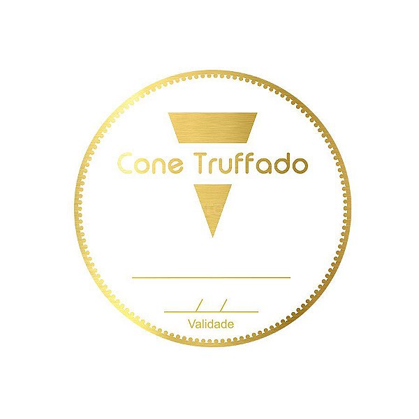 Adesivo "Cone Trufado com Validade" - Ref.2004 - Hot Stamping - Dourado - 50 unidades - Stickr - Rizzo