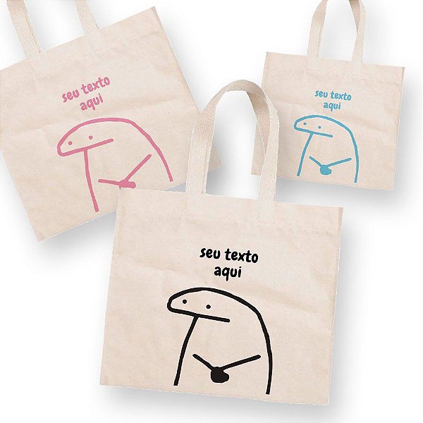 Sacola de Algodão Cru 45x45cm para Presente Personalizado Flork Meme - Esperando - 01 unidade - Rizzo