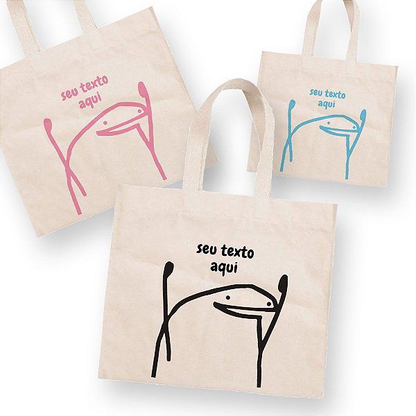 Sacola de Algodão Cru 22x33cm para Presente Personalizado Flork Meme - Chorando Deboche - 01 unidade - Rizzo
