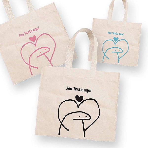 Sacola de Algodão Cru 45x45cm para Presente Personalizado Flork Meme - Apaixonado - 01 unidade - Rizzo