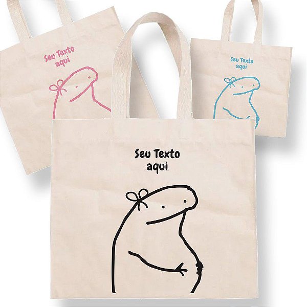 Sacola de Algodão Cru 22x33cm para Presente Personalizado Flork Meme - Barrigudo - 01 unidade - Rizzo