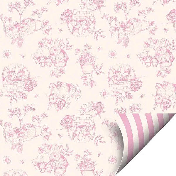 Folha para Ovos de Páscoa Double Face Clássico Francês Rosa 69x89cm - 05 unidades - Cromus - Rizzo