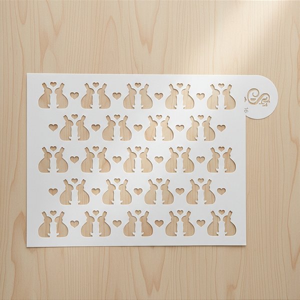 Stencil Lavável para Bolo - Tema Páscoa "Coelhinhos Apaixonados" - Sonho Fino - Rizzo