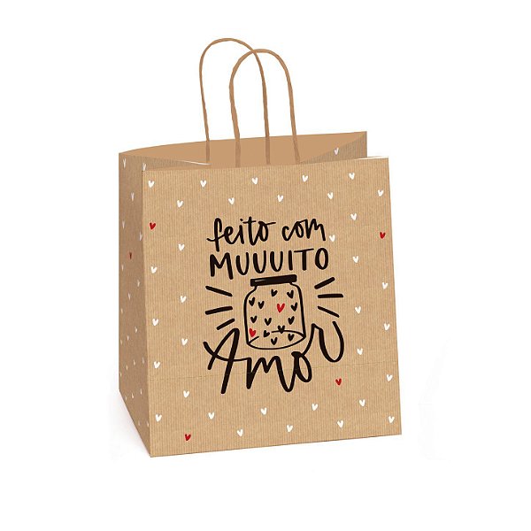 Sacola para Meio Ovo Kraft Doçura 22x16x27,5cm - 10 Unidades - Cromus Páscoa -