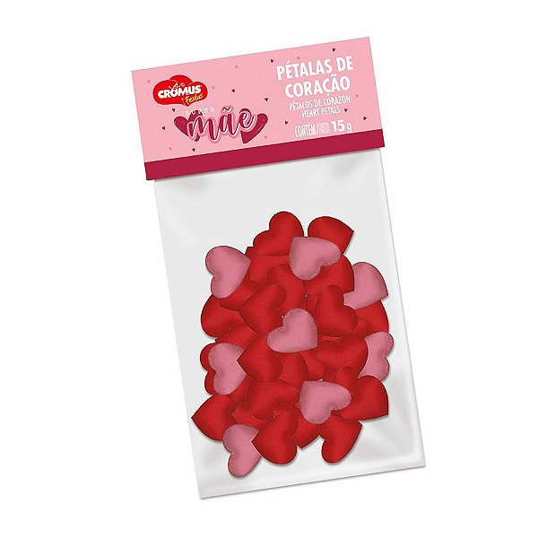 Confete de Pétalas de Coração Vermelho e Rosa em Papel de Seda 15 g - 1 unidade - Cromus