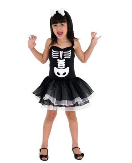 Fantasia Halloween Bruxa Esqueleto Kids P - 1 Unidade - Sula - Rizzo