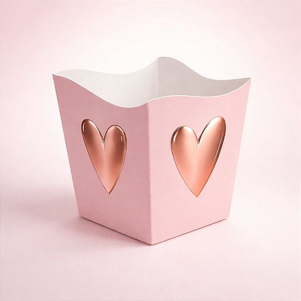 Cachepot de Papel Cartão Romântico Rose Gold - 10 unidades - Cromus -