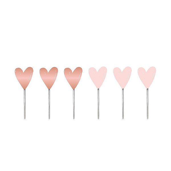 Pick Decorativo para Doces - Romântico - Rose Gold Sortidos - 12 unidades - Cromus - Rizzo