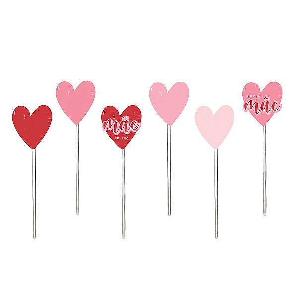 Pick Decorativo para Doces - Dia das Mães Sortidos - 12 unidades - Cromus - Rizzo