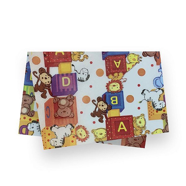 Papel Seda Zoo Cubos - 49x69cm - 10 Unidades - Cromus - Rizzo