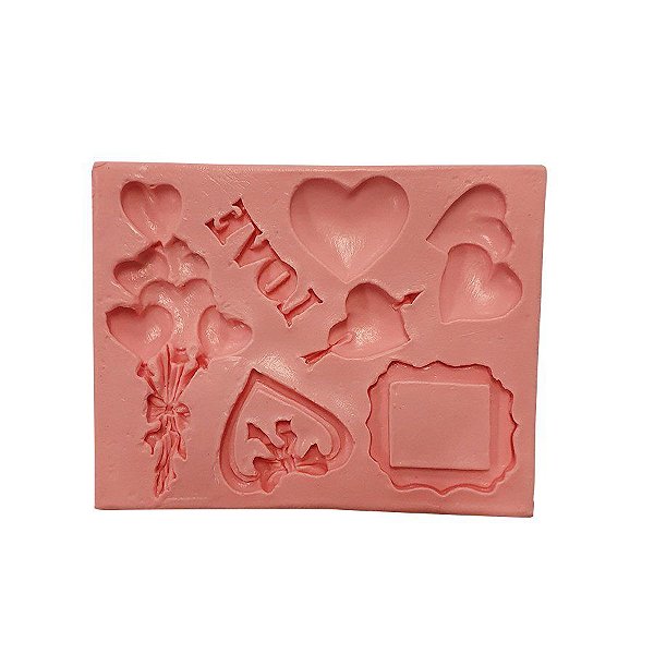 Molde de Silicone "Corações Love" - Ref. S452 - 1 unidade - Molds Planet - Rizzo