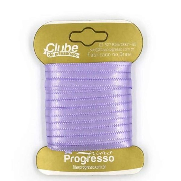 Fita em Cetim - Cor 245 Lilas - 10 m x 4 mm - 1 unidade - Fitas Progresso - Rizzo