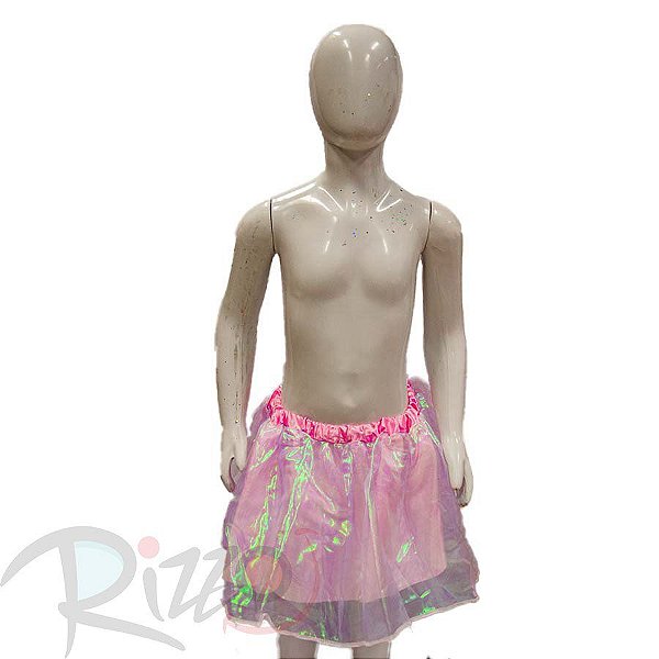 Saia Infantil Cetim - Rosa Bebê com Tule Furta cor - Mod:580 - 01 unidade - Rizzo