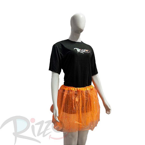Saia Tule com Glitter - 40cm - Laranja - Mod:186 - 01 unidade - Rizzo