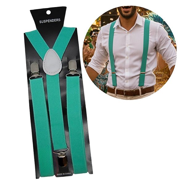 Adereço de Carnaval - Suspensório - Verde Água - Mod:6975 - 01 unidade - Rizzo