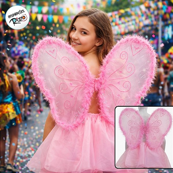 Kit Fantasia Carnaval - Borboleta - Rosa - Mod:81 - 01 unidade - Rizzo