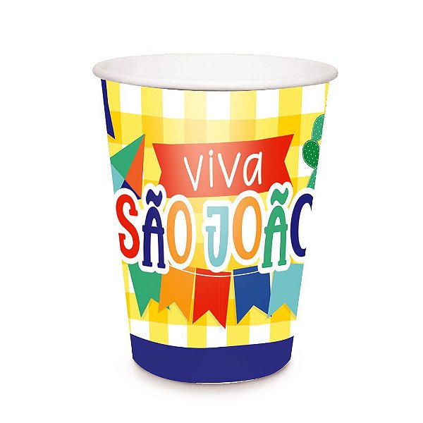 Copo Papel Viva São João 240ML - 8 Unidades - Cromus Festas - Rizzo