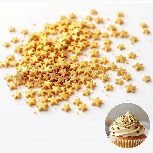 Mini Confeito - Estrela Dourada - 15 gramas - Abelha Confeiteira - Rizzo