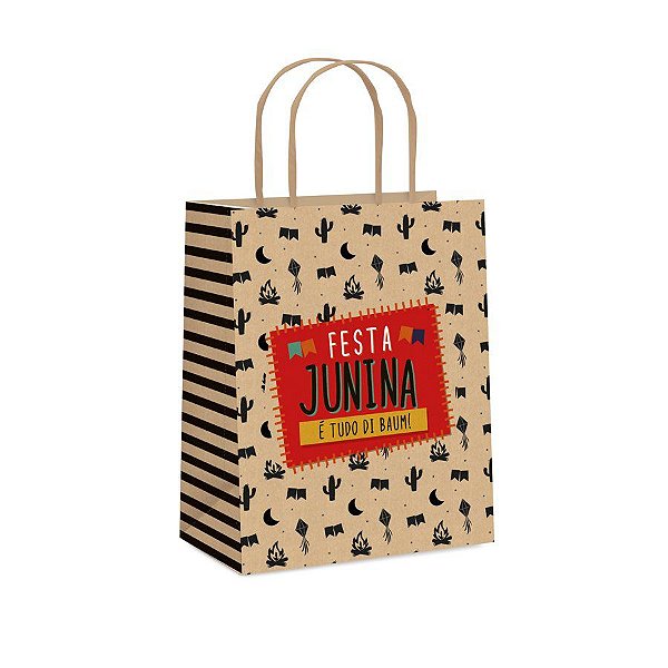 Sacola Para Lembrancinhas Festa Junina Kraft - 10 Unidades - Cromus -