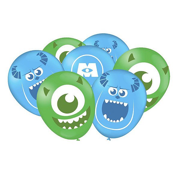 Balão de Festa Decorado Monstros SA 9'' 23cm - 25 unidades - Festcolor