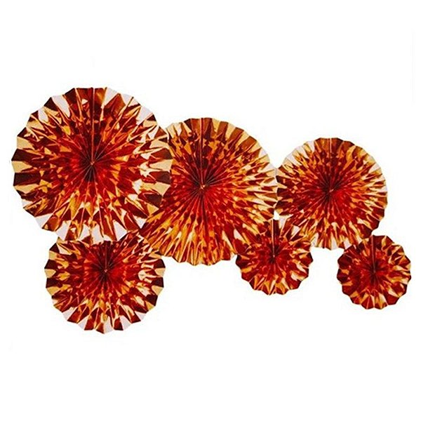 Enfeite Decorativo Leque Metálico - Rosé Ouro - 06 Unidades - Art Lille - Rizzo