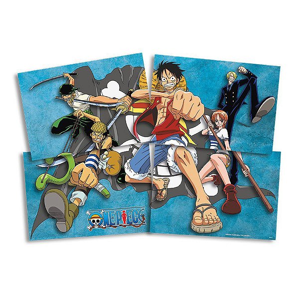 Painel Decorativo em 4 peças Festa One Piece - 1 unidade - Festcolor -