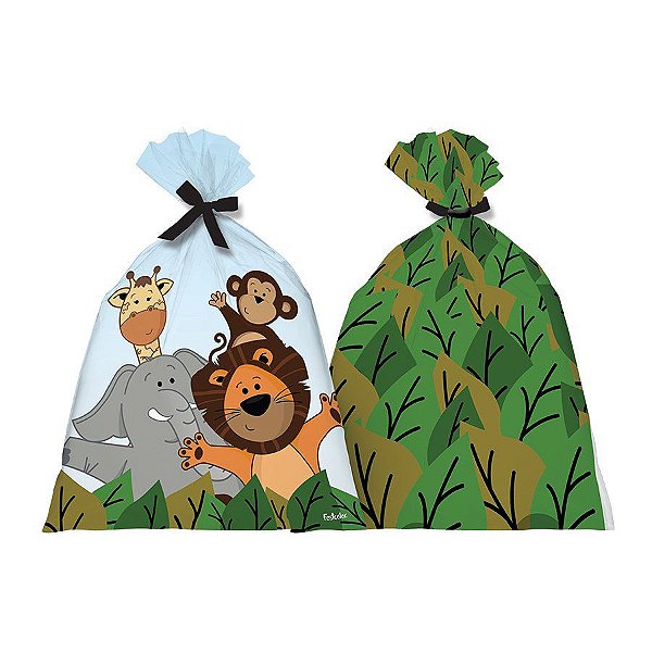 Sacola Plastica Decorativa Festa Safari  - 8 unidades - FestColor - Rizzo