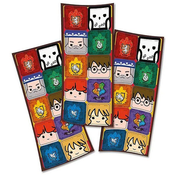 Adesivo Quadrado para Lembrancinha Festa Harry Potter Kids - 30 unidades - Festcolor