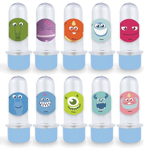 Mini Tubete Lembrancinha Festa Monstros SA - 8cm - 20 unidades - Azul - Rizzo Balões