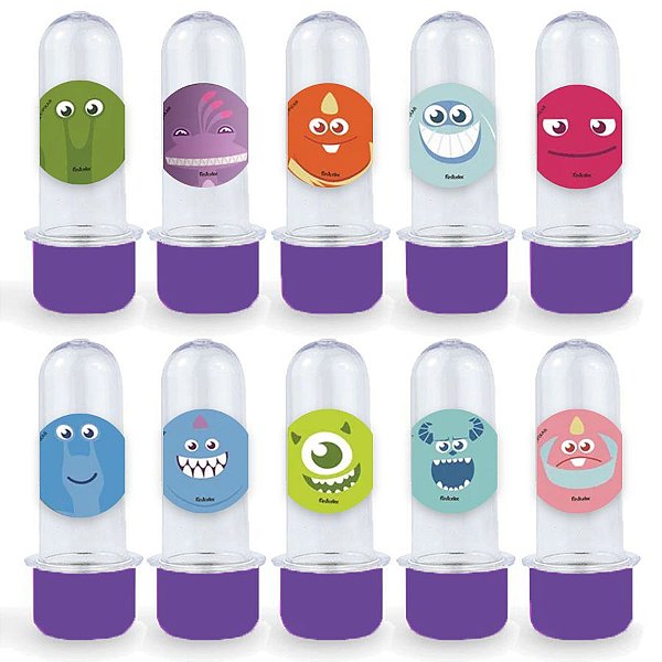 Mini Tubete Lembrancinha Festa Monstros SA - 8cm - 20 unidades - Lilás - Rizzo Balões