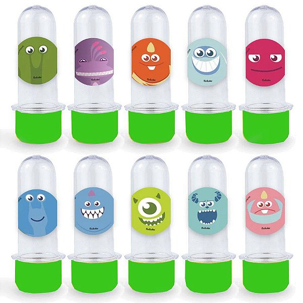 Mini Tubete Lembrancinha Festa Monstros SA - 8cm - 20 unidades - Verde - Rizzo Balões